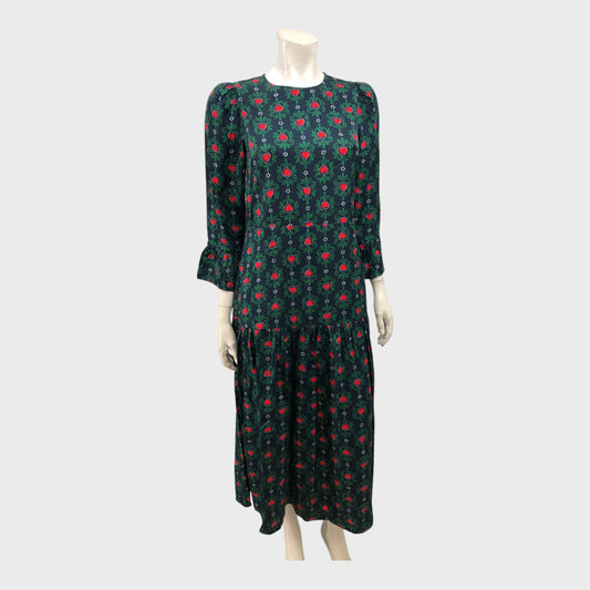 Kitri Navy Heart Print Dress - Size 10