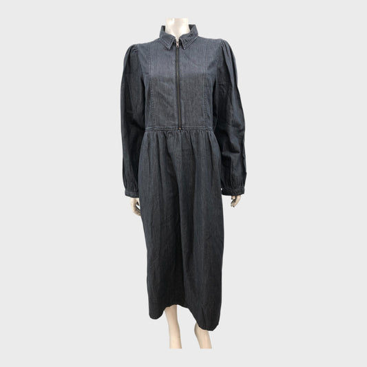 Branded Washed Black Smock Dress - Size 12