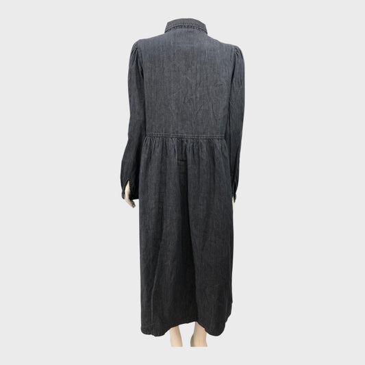 Branded Washed Black Smock Dress - Size 12