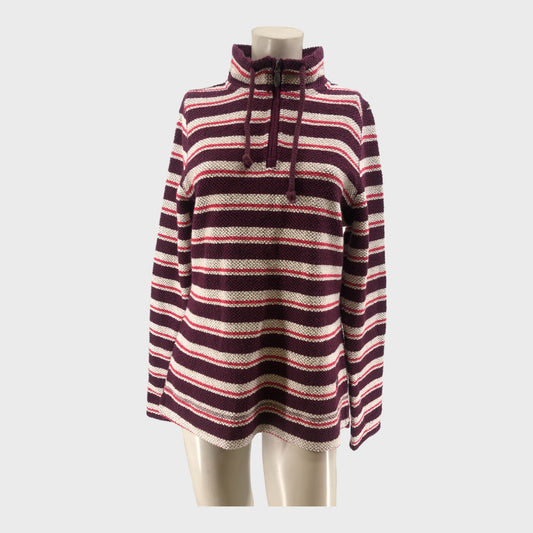 Mulled Wine Branded 1/4 Zip Striped Sweatshirt - Size 12