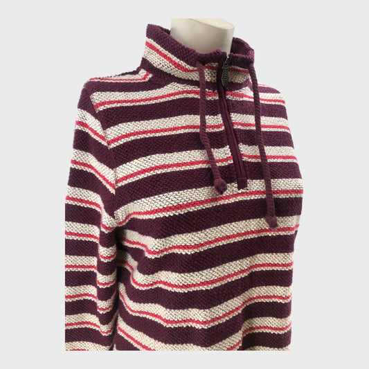 Mulled Wine Branded 1/4 Zip Striped Sweatshirt - Size 12