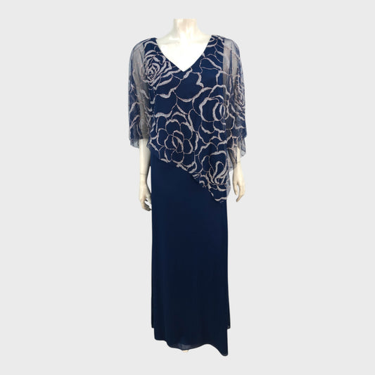 Gina Bacconi Dark Blue Asymmetrical Dress - Size 18