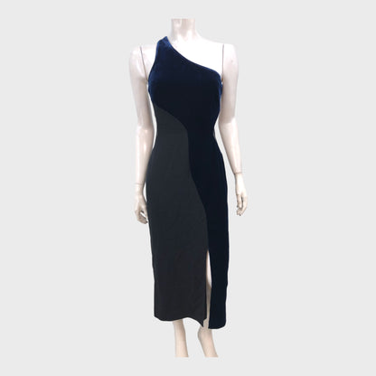 Reiss Black/Midnight Asymmetric Dress - Size 8