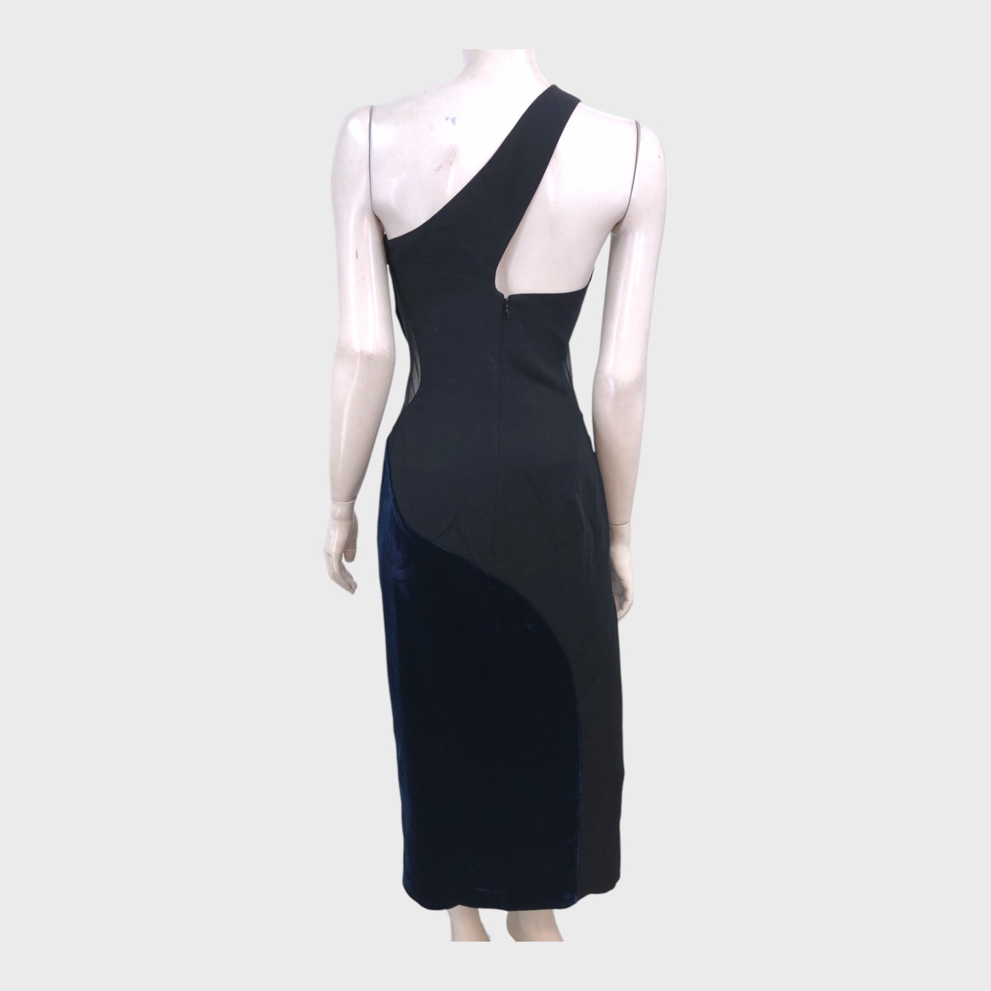 Reiss Black/Midnight Asymmetric Dress - Size 8