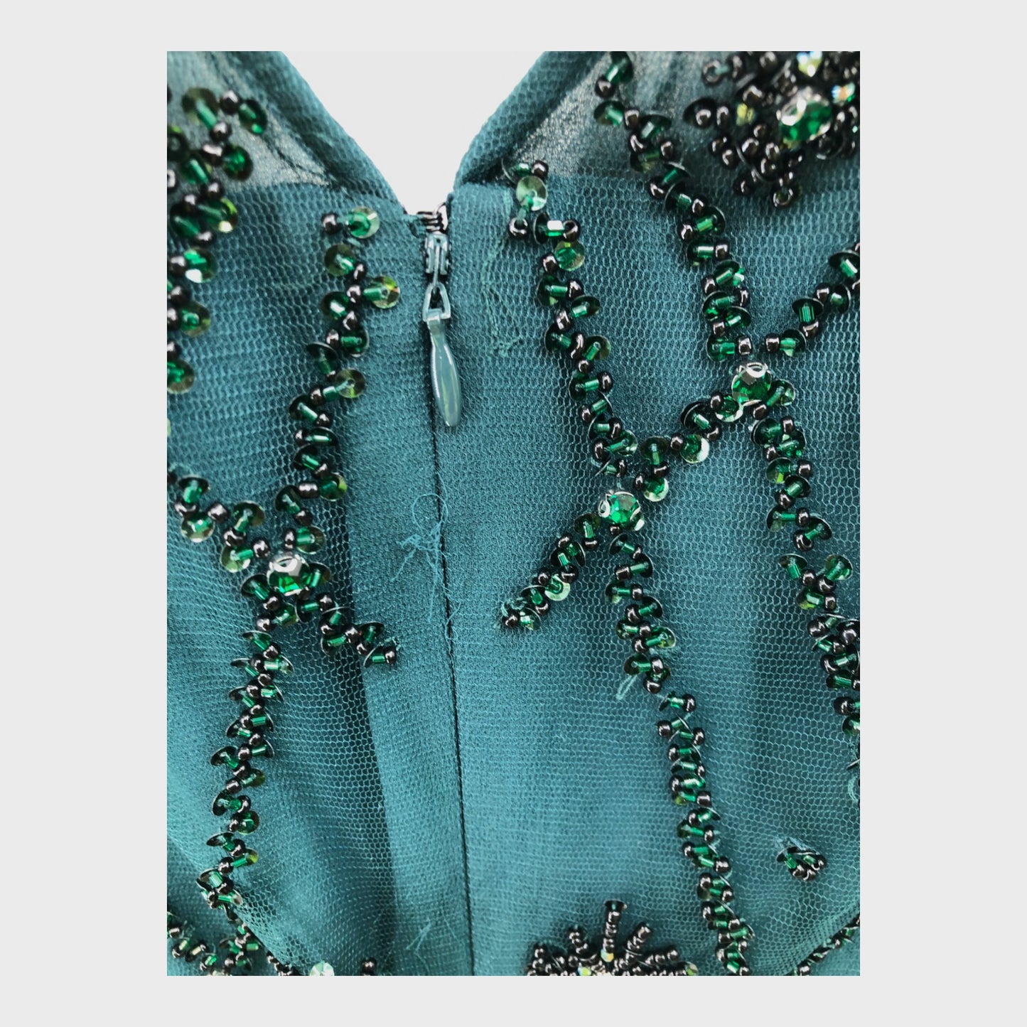 Jacques Vert Dark Green Bead Layered Dress - Size 24