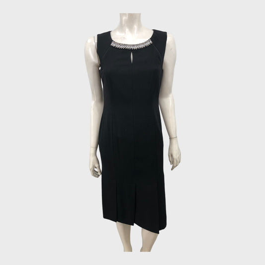 Jacques Vert Black Pleated Dress - Size 8