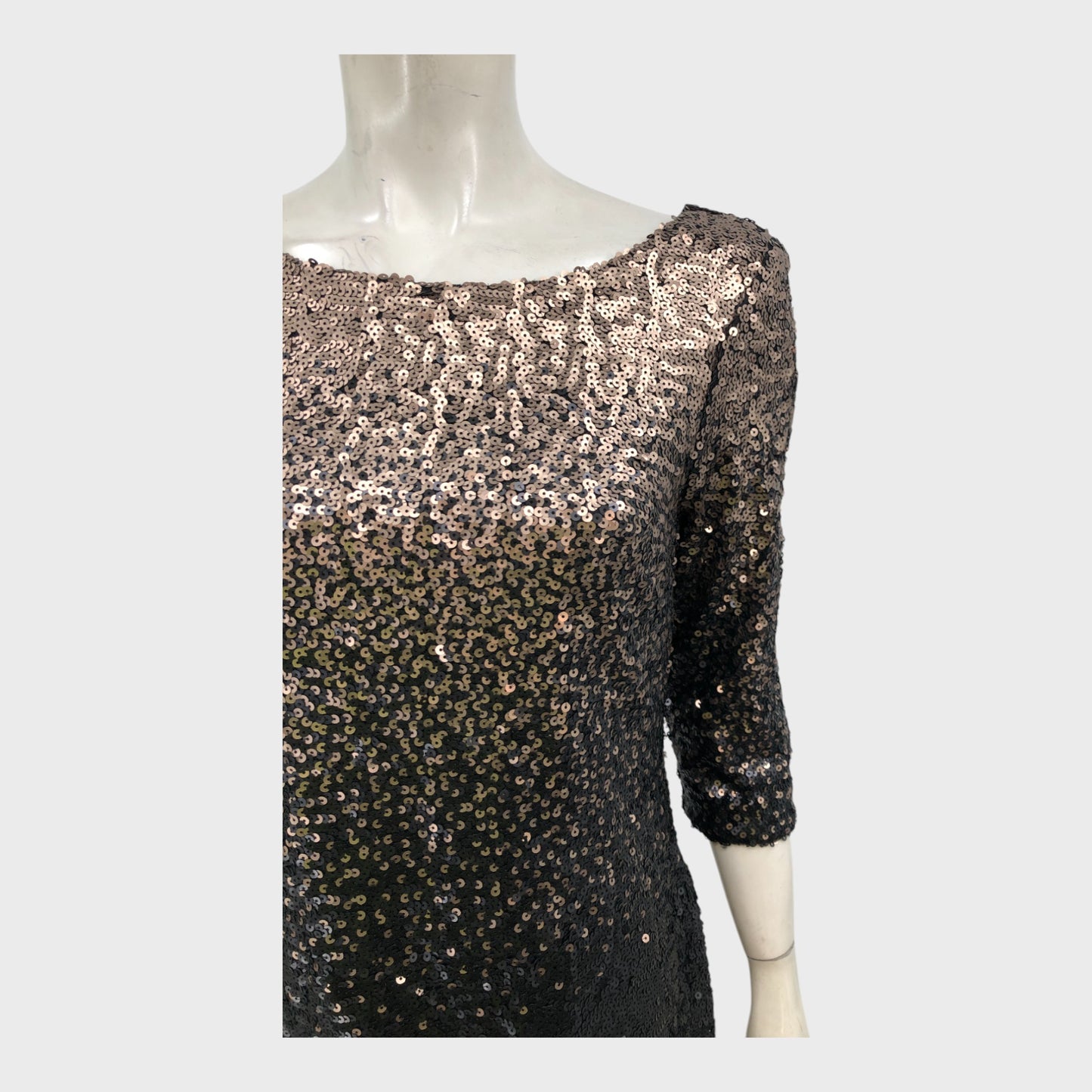 Precis Petite Black/Gold Ombre Sequin Dress