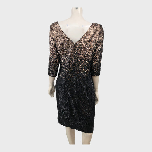 Precis Petite Black/Gold Ombre Sequin Dress