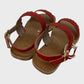 Red Suede Fish Scale Pattern Girls' Sandals