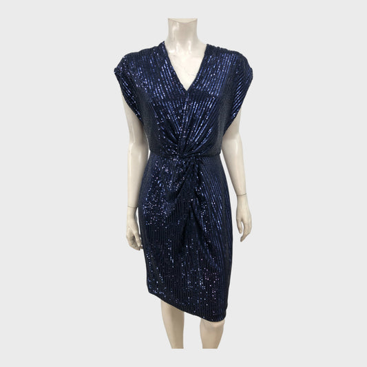 Precis Petite Navy Sequin Dress - Size 8