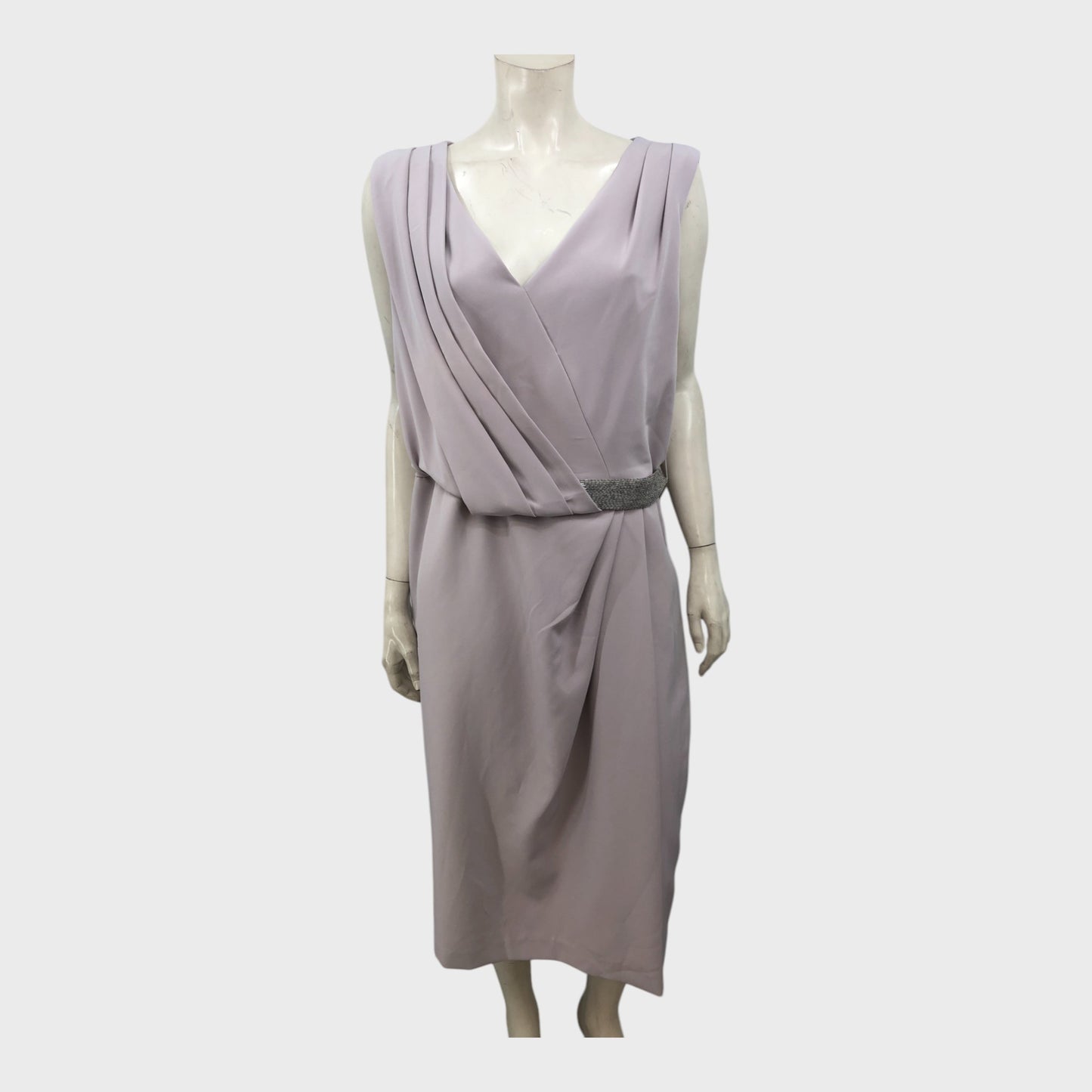 Jacques Vert Purple Heather Drape Dress - Size 20