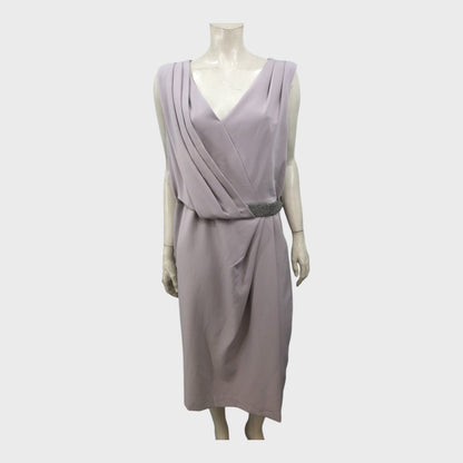 Jacques Vert Purple Heather Drape Dress - Size 20