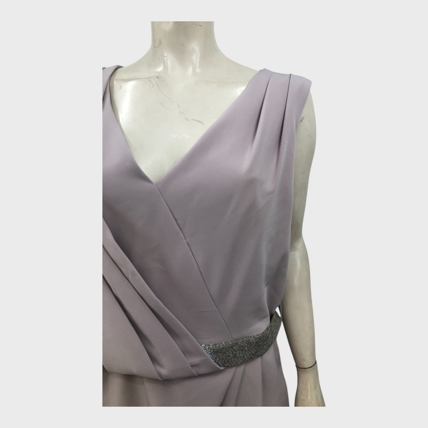 Jacques Vert Purple Heather Drape Dress - Size 20