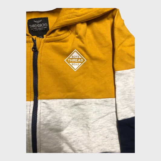 Threadboys Zip Up Blue and Yellow Hoodie.