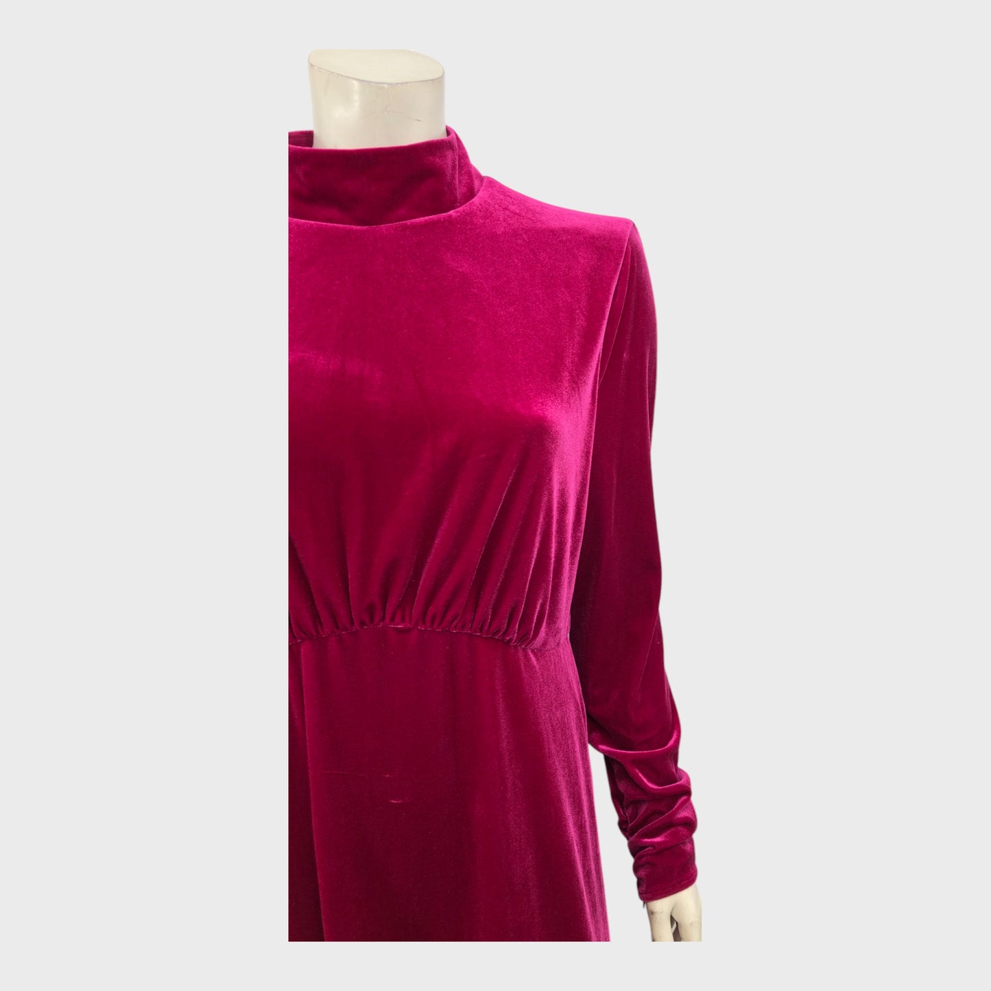 Florere Magenta Velvet High Neck Dress - Size 14