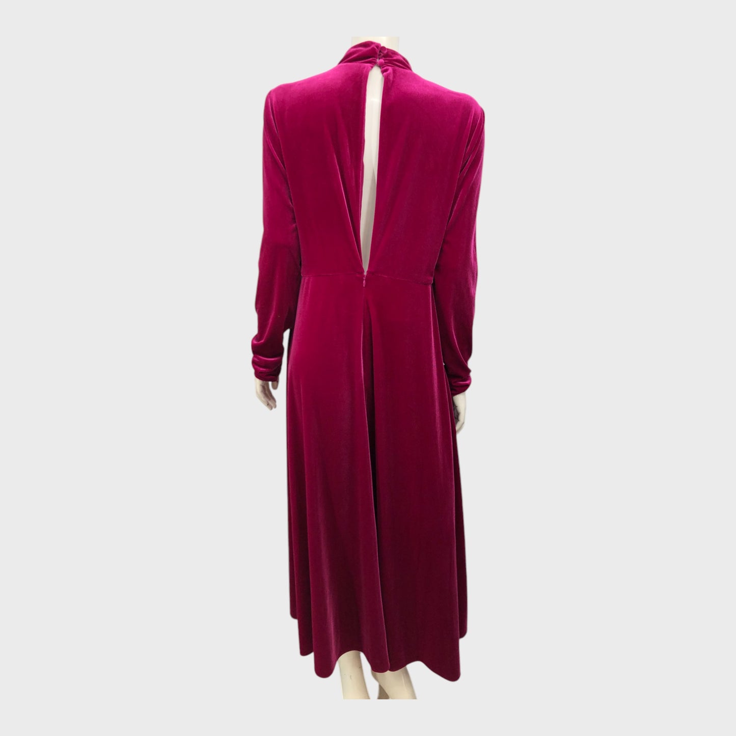 Florere Magenta Velvet High Neck Dress - Size 14