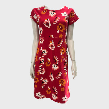 Branded Printed Jersey Dress. Red