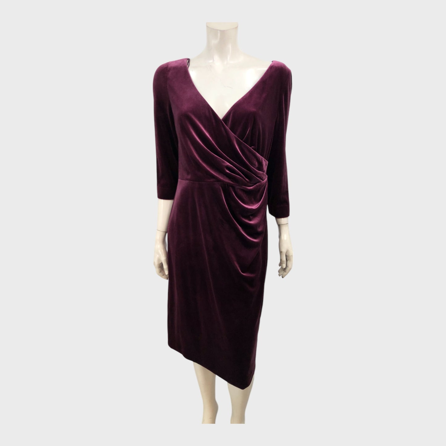 Jacques Vert Plum Velvet Wrap Dress