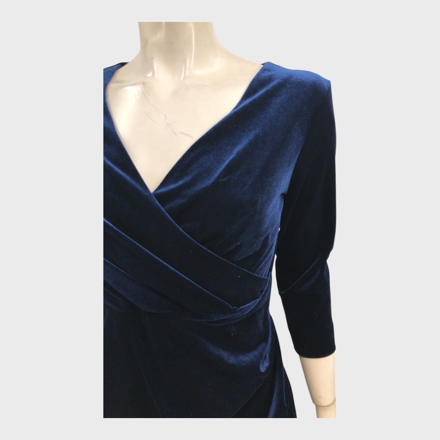 Precis Petite Navy Velvet Wrap Dress - Size 8