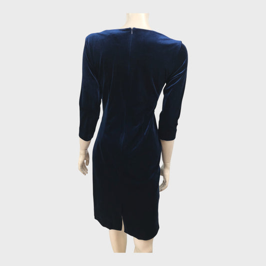 Precis Petite Navy Velvet Wrap Dress - Size 8