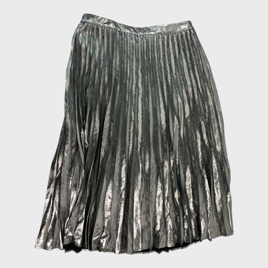 Branded Sliver Pleated Skirt - Size 14