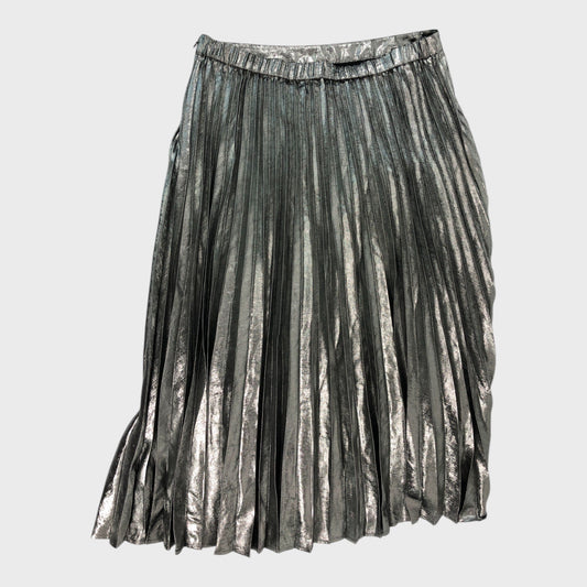 Branded Sliver Pleated Skirt - Size 14