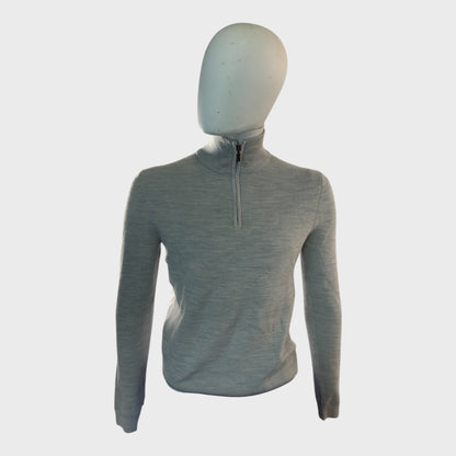 Branded Grey 1/4 Zip Pullover - Size Small