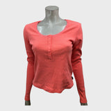 Branded Coral Ribbed T-Shirt - Size 14