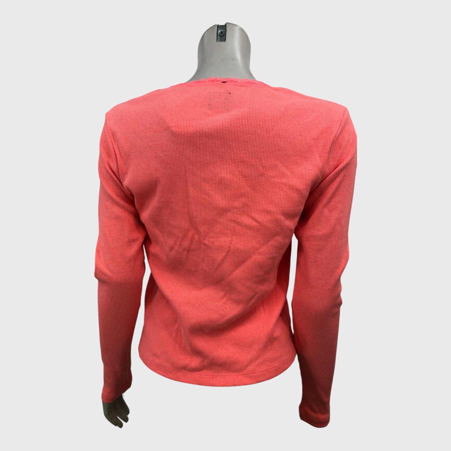 Branded Coral Ribbed T-Shirt - Size 14