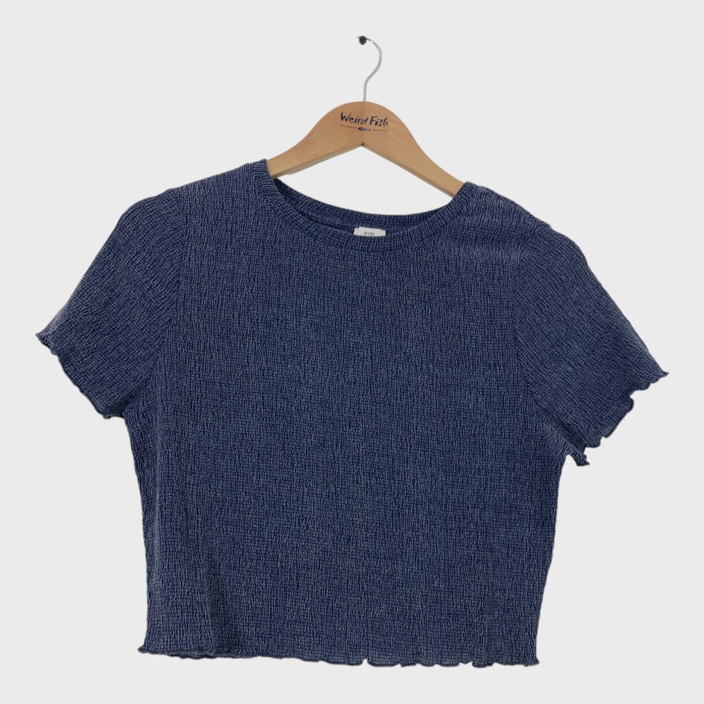 Women's Navy Shirred Crop Top