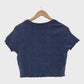 Women's Navy Shirred Crop Top