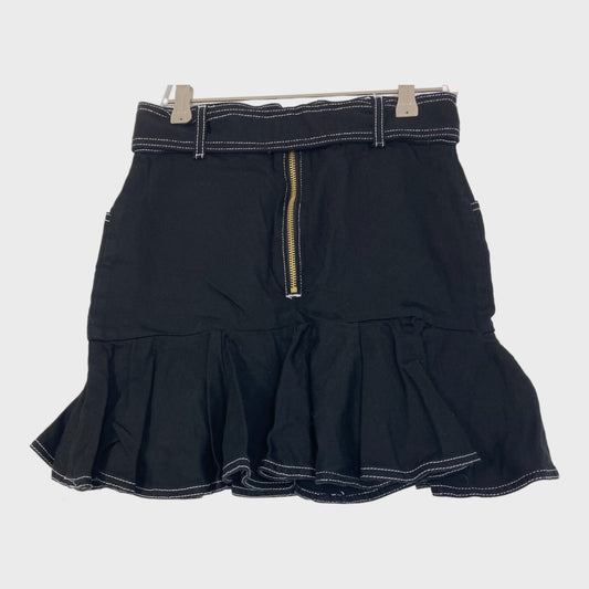 Womens Denim Y2K Belted Mini Skirt