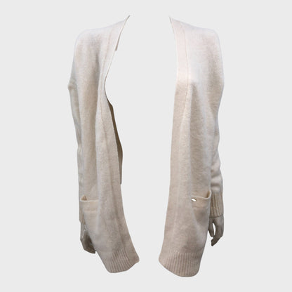 Branded Cream Long Knit Cardigan - Size 8