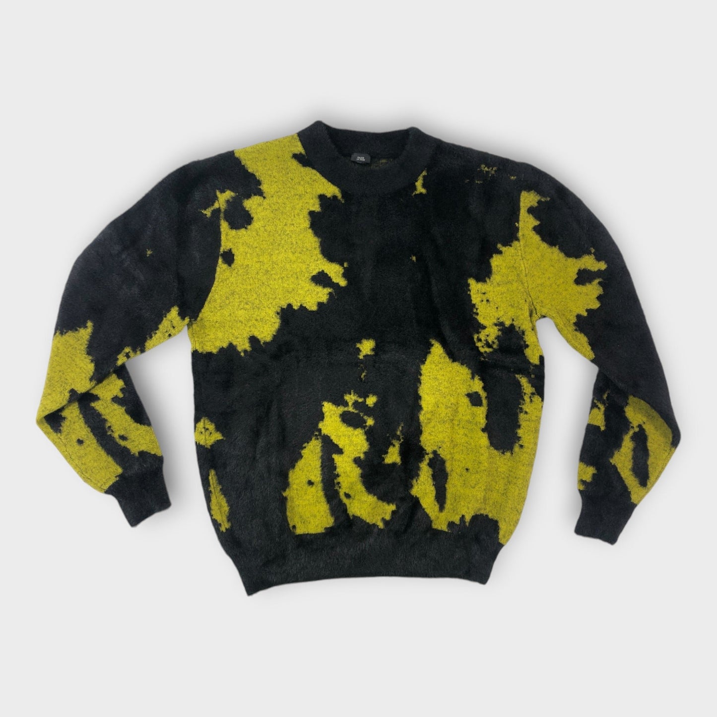 Yellow And Black Graphic Pattern Knitted Sweater