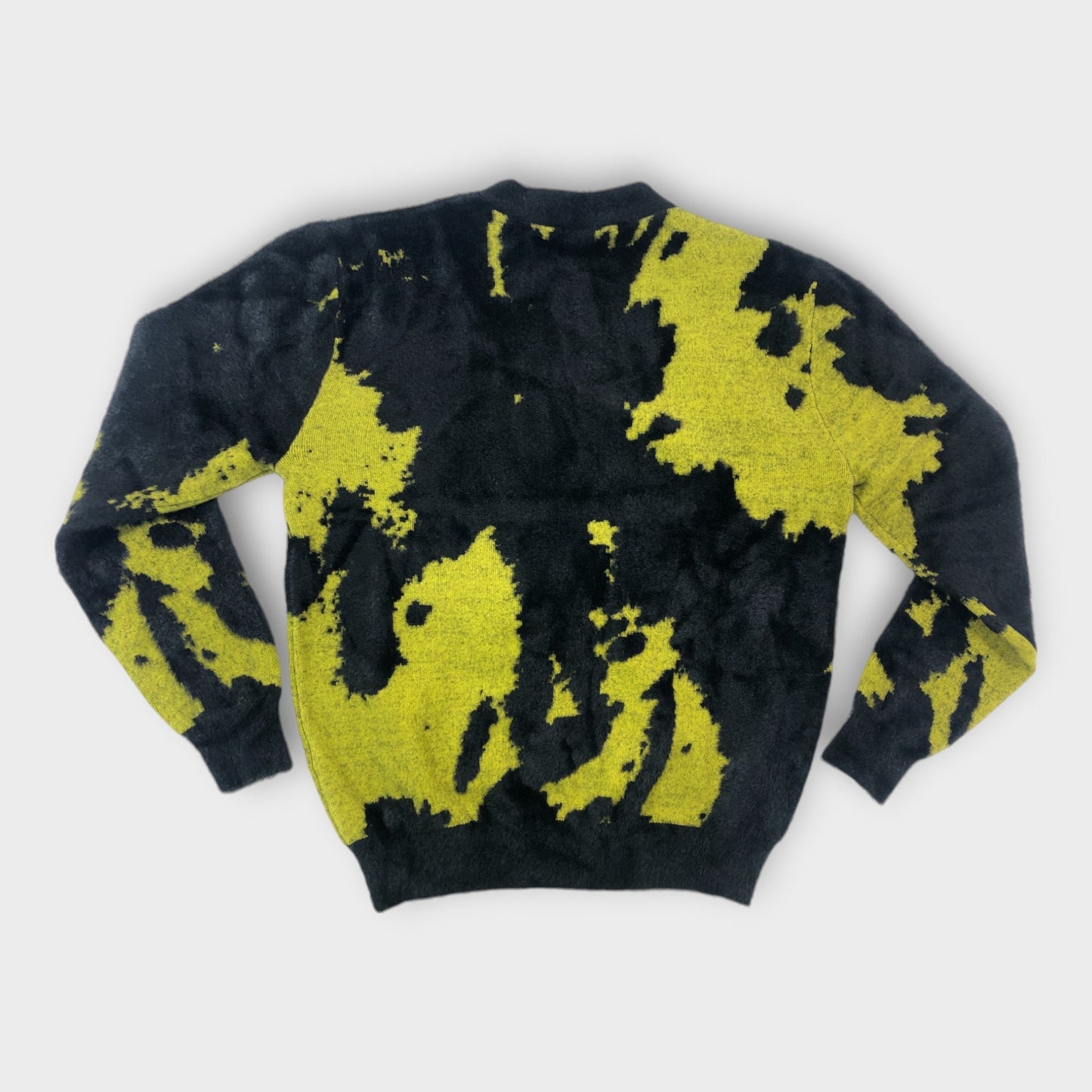 Yellow And Black Graphic Pattern Knitted Sweater