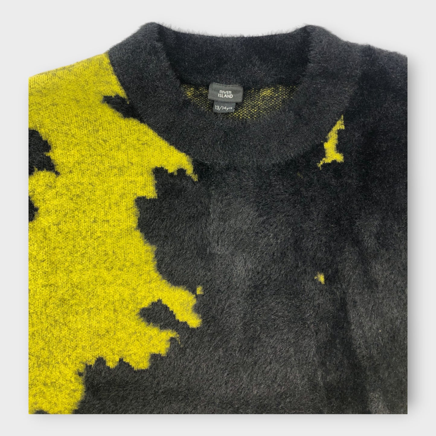 Yellow And Black Graphic Pattern Knitted Sweater