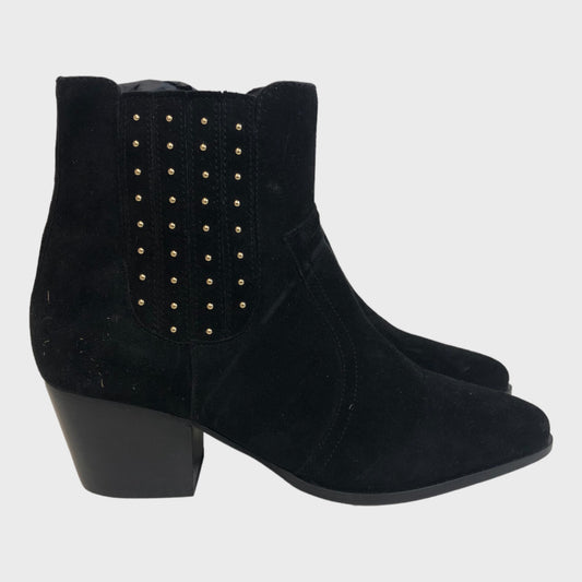 Women's Leather Western Black Ankle Boots