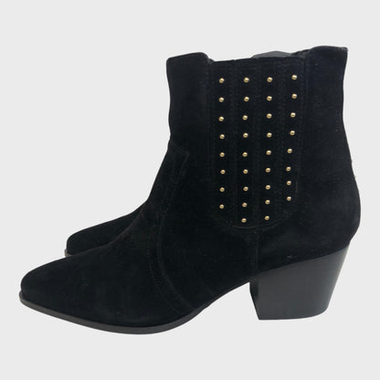 Women's Leather Western Black Ankle Boots