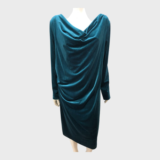 Jacques Vert Teal Velvet Dress - Size 22