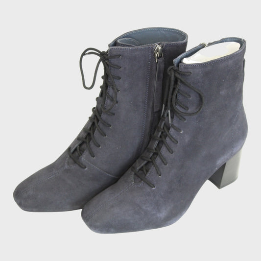 Women's Suede Leather Ankle Boot Navy Size 4