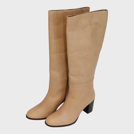Women's Leather Knee High Boots Light Brown Size 8