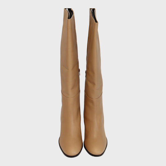Women's Leather Knee High Boots Light Brown Size 8