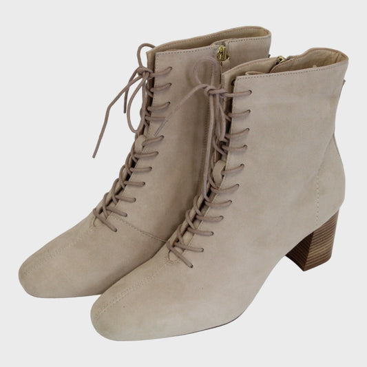 Women's Suede Leather Ankle Boots Cream Size 8