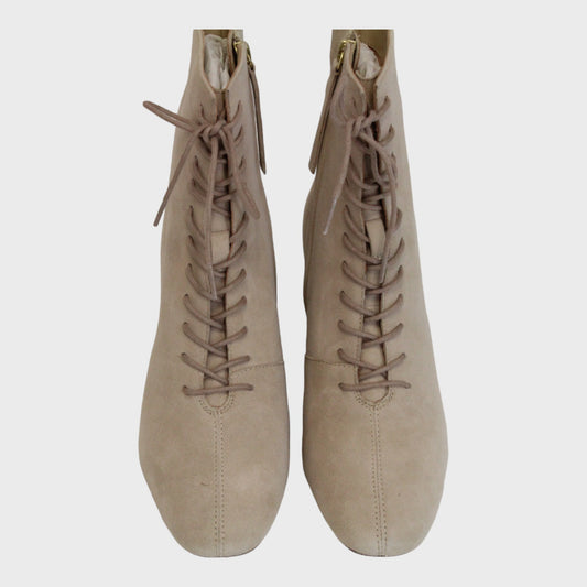 Women's Suede Leather Ankle Boots Cream Size 8