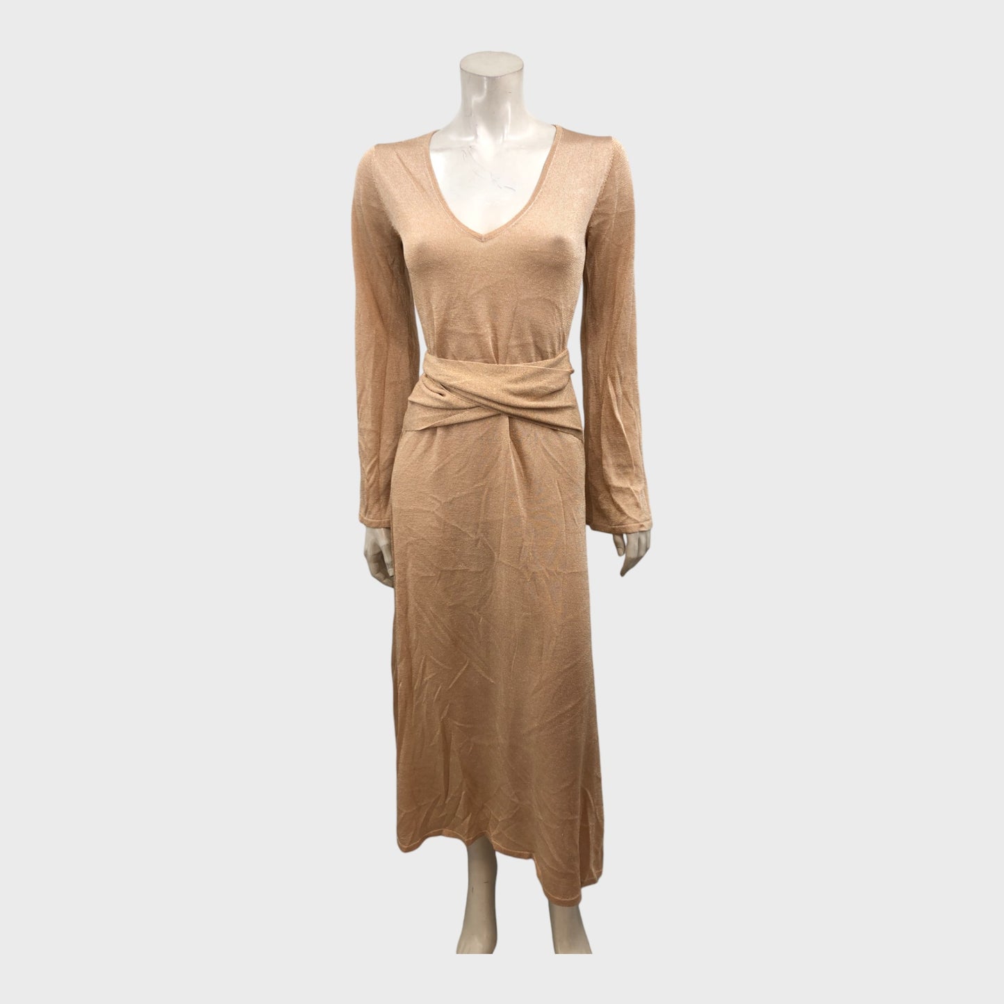 Kitri Gold Tie Waist Dress - Size 8