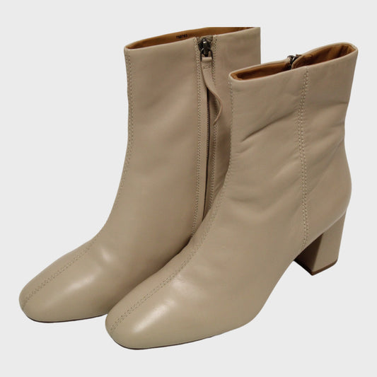 Cream Women's Leather Ankle Boots
