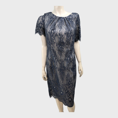 Jacques Vert Metallic Navy Lace Shift Dress