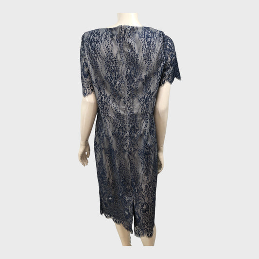 Jacques Vert Metallic Navy Lace Shift Dress