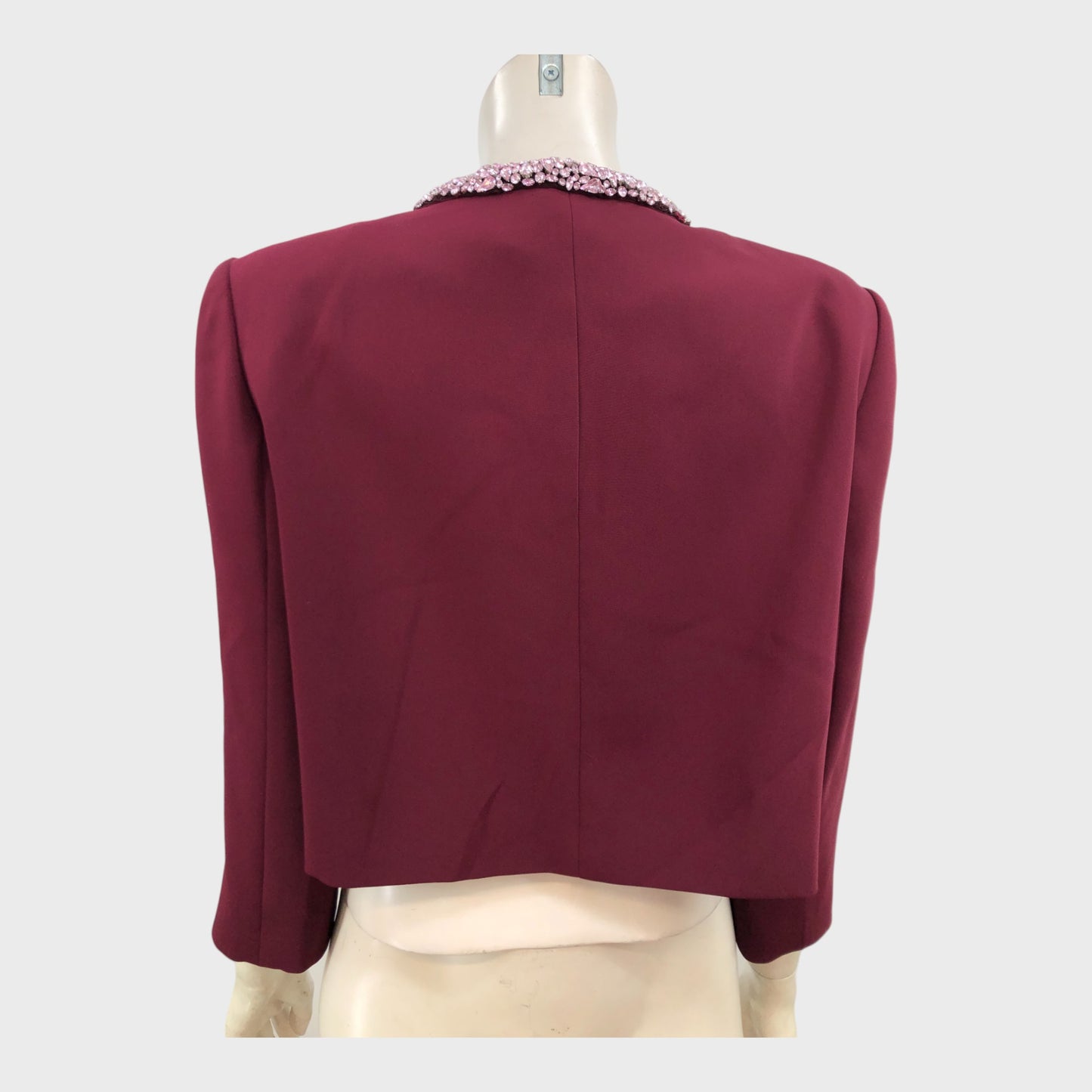 Jacques Vert Burgundy Embellished Jacket - Size 16