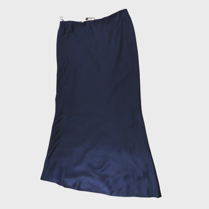 Jacques Vert Dark Blue Satin Skirt -Size 16